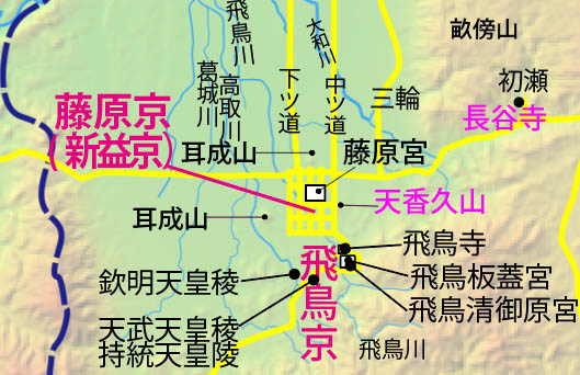 藤原京、飛鳥京図