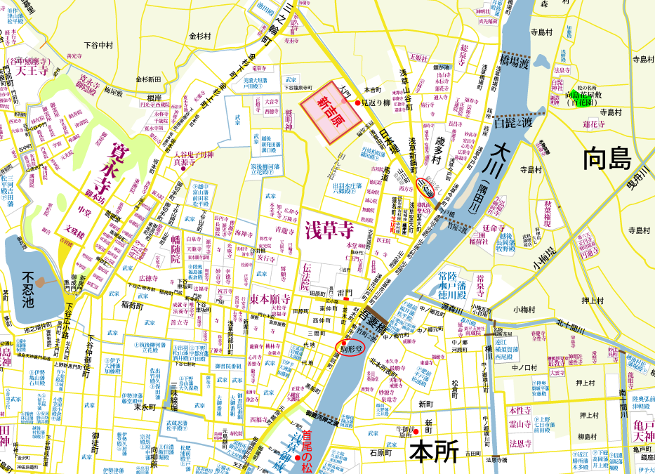 新吉原の周辺図